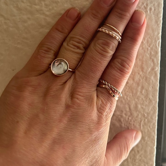 Six Piece Gold Stacking Crystal Ball Ring Set 🔮 - Picture 3 of 7